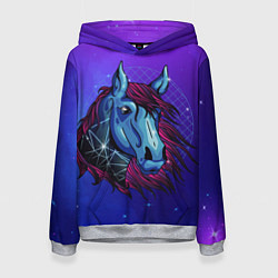 Толстовка-худи женская Retrowave Neon Horse, цвет: 3D-меланж