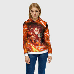 Толстовка-худи женская КЛИНОК РАССЕКАЮЩИЙ ДЕМОНОВ, цвет: 3D-белый — фото 2