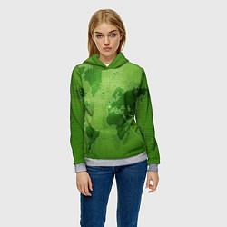 Толстовка-худи женская Карта мира, цвет: 3D-меланж — фото 2