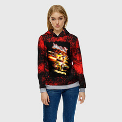 Толстовка-худи женская JUDAS PRIEST rock, цвет: 3D-меланж — фото 2