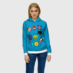 Толстовка-худи женская Geometry Dash: Icons, цвет: 3D-белый — фото 2