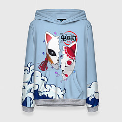 Толстовка-худи женская Маски из Клинок, рассекающий демонов, цвет: 3D-меланж