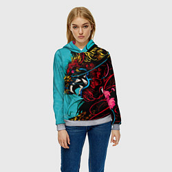 Толстовка-худи женская Дракон Dragon, цвет: 3D-меланж — фото 2