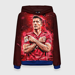 Толстовка-худи женская Левандовски Lewandowski 9, цвет: 3D-синий