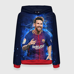 Толстовка-худи женская Лионель Месси Барселона 10, цвет: 3D-красный