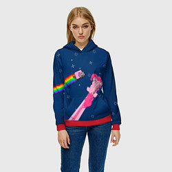 Толстовка-худи женская Nyan cat x Pony, цвет: 3D-красный — фото 2