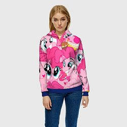 Толстовка-худи женская Pinkie Pie pattern, цвет: 3D-синий — фото 2