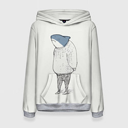 Толстовка-худи женская Акула в свитере, цвет: 3D-меланж