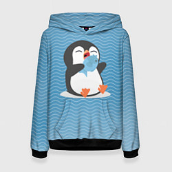 Толстовка-худи женская Пингвин, цвет: 3D-черный