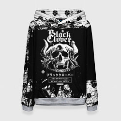 Толстовка-худи женская Чёрный клевер череп демона, цвет: 3D-меланж