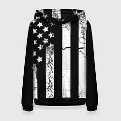 Толстовка-худи женская ЗВЕЗДНО-ПОЛОСАТЫЙ, цвет: 3D-черный