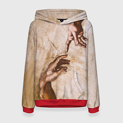 Толстовка-худи женская Микеланджело сотворение Адама, цвет: 3D-красный