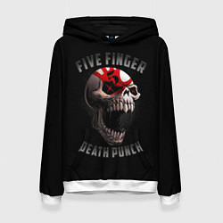 Толстовка-худи женская Five Finger Death Punch 5FDP, цвет: 3D-белый