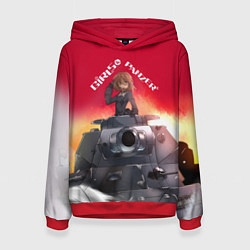 Толстовка-худи женская Girls und Panzer Девушки и танки z, цвет: 3D-красный