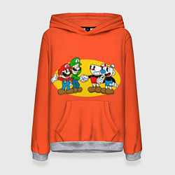 Толстовка-худи женская CupHead x Mario, цвет: 3D-меланж
