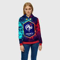 Толстовка-худи женская Сборная Франции, цвет: 3D-красный — фото 2