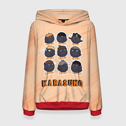 Толстовка-худи женская Вороны школы Карасуно Haikyu!!, цвет: 3D-красный