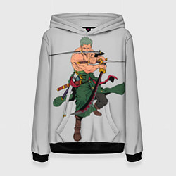 Толстовка-худи женская Арт Ророноа Зоро, One Piece, цвет: 3D-черный