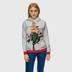 Толстовка-худи женская Арт Ророноа Зоро, One Piece, цвет: 3D-красный — фото 2