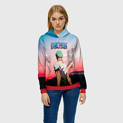 Толстовка-худи женская Ророноа Зоро эпичный One Piece, цвет: 3D-красный — фото 2