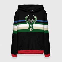 Толстовка-худи женская Milwaukee Bucks форма Statement Edition, цвет: 3D-красный