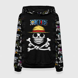 Толстовка-худи женская Пираты Соломенной Шляпы One Piece, цвет: 3D-черный