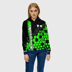 Толстовка-худи женская KAWASAKI КАВАСАКИ, цвет: 3D-синий — фото 2
