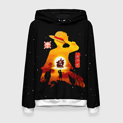 Толстовка-худи женская Манки Д Луффи пираты Соломенной Шляпы, цвет: 3D-белый