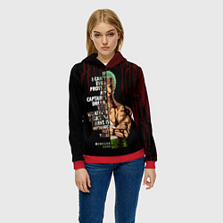 Толстовка-худи женская Зоро окровавленный One Piece, цвет: 3D-красный — фото 2