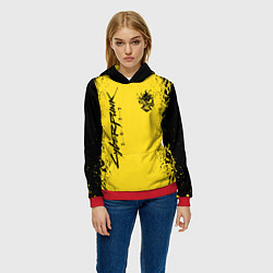 Толстовка-худи женская CYBERPUNK 2077 КИБЕРПАНК 2077, цвет: 3D-красный — фото 2