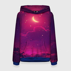 Толстовка-худи женская СКАЗОЧНАЯ НОЧЬ 2 КРАСНЫЙ, цвет: 3D-синий