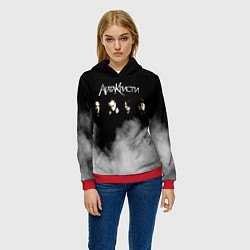 Толстовка-худи женская Агата Кристи группа, цвет: 3D-красный — фото 2