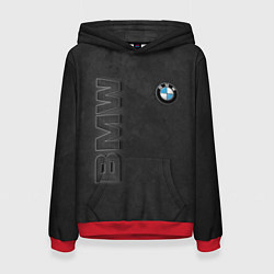 Толстовка-худи женская BMW LOGO AND INSCRIPTION, цвет: 3D-красный