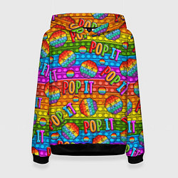 Толстовка-худи женская POP IT SMILE ПОП ИТ ПУПЫРКА, цвет: 3D-черный