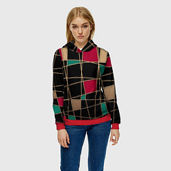 Толстовка-худи женская Модный абстрактный узор, цвет: 3D-красный — фото 2