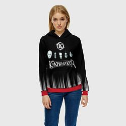 Толстовка-худи женская Кукрыниксы состав группы, цвет: 3D-красный — фото 2