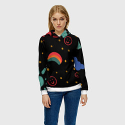 Толстовка-худи женская Мрачное детство, цвет: 3D-белый — фото 2