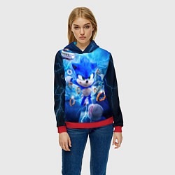 Толстовка-худи женская SONIC СИНИЙ ЁЖ Z, цвет: 3D-красный — фото 2