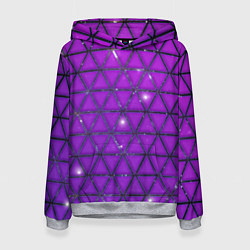 Толстовка-худи женская Фиолетовые треугольники, цвет: 3D-меланж