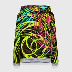 Толстовка-худи женская Разноцветные спирали, цвет: 3D-меланж