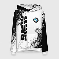 Толстовка-худи женская BMW БМВ РАЗРЕЗАННОЕ ЛОГО, цвет: 3D-белый
