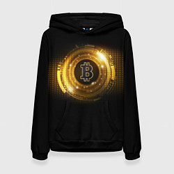 Толстовка-худи женская BITCOIN КРИПТОВАЛЮТА, цвет: 3D-черный