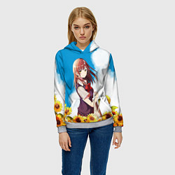 Толстовка-худи женская Саю и Подсолнухи, цвет: 3D-меланж — фото 2