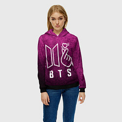Толстовка-худи женская BTS БТС K-Heart Z, цвет: 3D-черный — фото 2