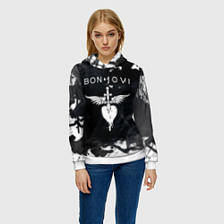 Толстовка-худи женская BON JOVI БОН ДЖОВИ, цвет: 3D-белый — фото 2