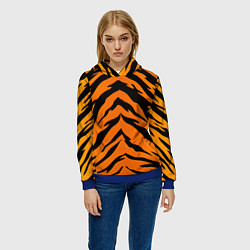 Толстовка-худи женская Шкура тигра, цвет: 3D-синий — фото 2