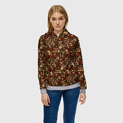 Толстовка-худи женская Черепа в Розах, цвет: 3D-меланж — фото 2