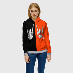 Толстовка-худи женская Ладошки скелета, цвет: 3D-меланж — фото 2