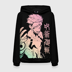 Толстовка-худи женская Сукуна, Магическая битва, цвет: 3D-черный