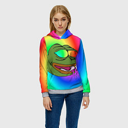 Толстовка-худи женская Pepe rainbow, цвет: 3D-меланж — фото 2